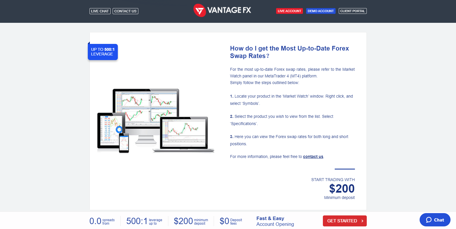 Consulenza sulle commissioni di Vantage FX